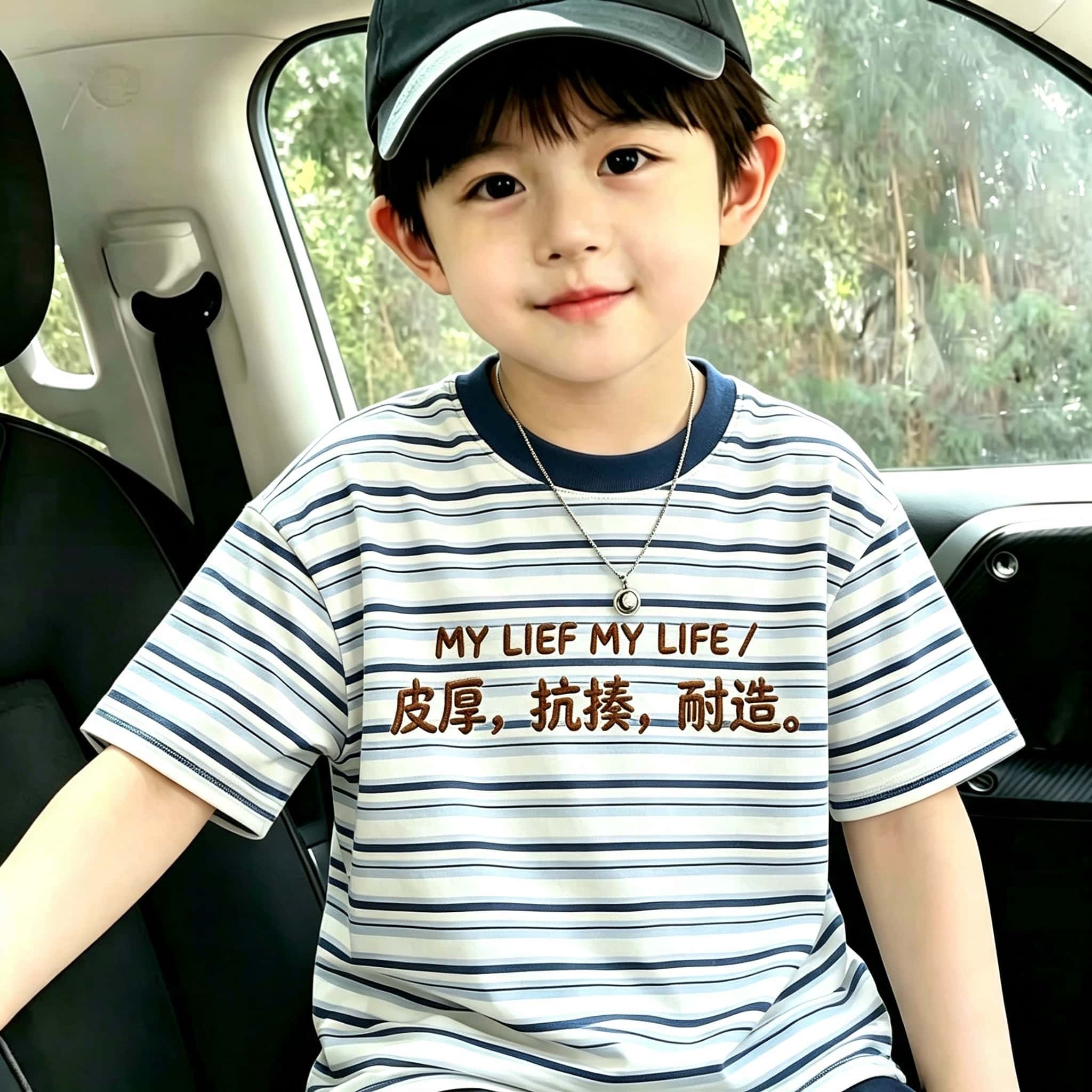 潮酷风韩版条纹纯棉短袖T恤夏季新款男童舒适亲肤透气不闷汗夏装t