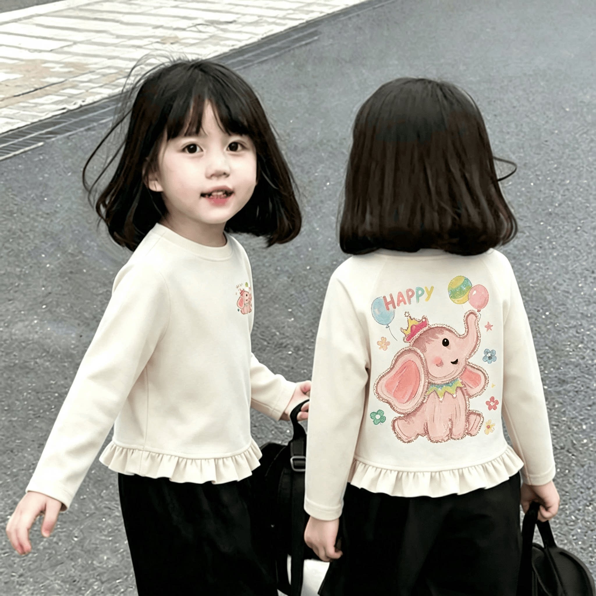 2026新款儿童春秋季女童新款韩版卡通长袖T恤女孩子甜美体恤上衣t