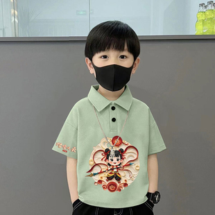 男女童吸汗卡通哪吒百搭翻领上衣 儿童纯棉短袖 POLO衫 2025夏季 新款