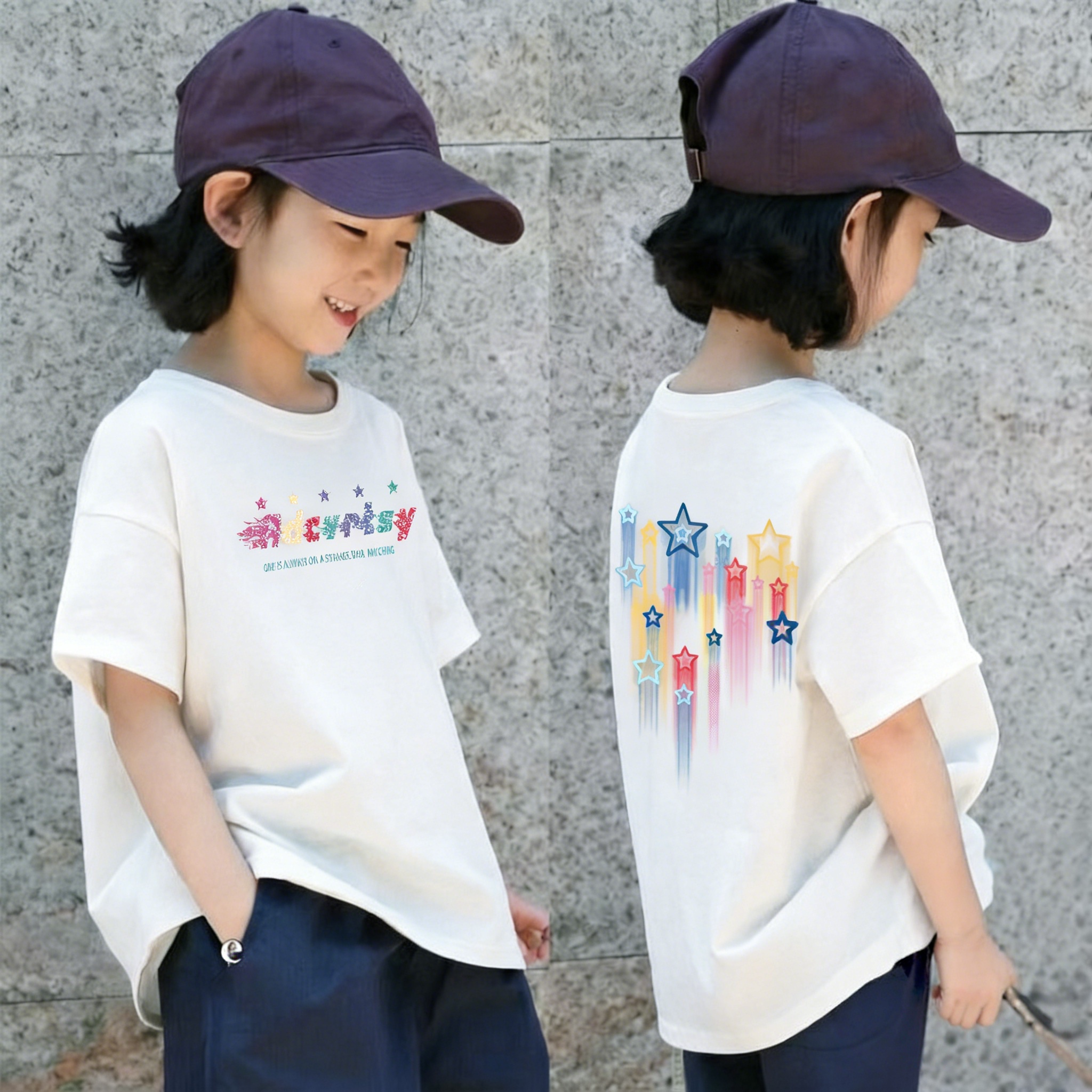 女童纯棉短袖t恤夏季新款圆领中小儿童韩版小众女宝宝卡通T恤上衣