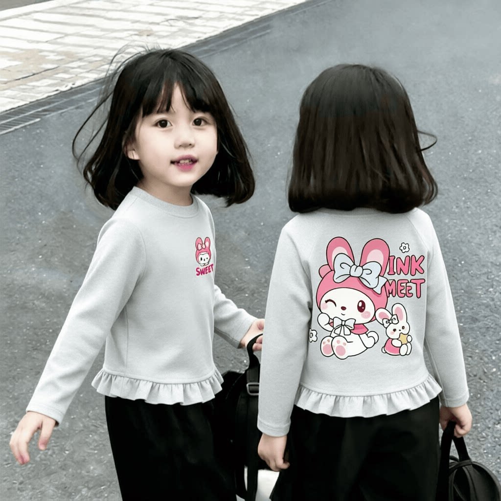 2026新款儿童春秋季女童新款韩版卡通长袖T恤女孩子甜美体恤上衣t