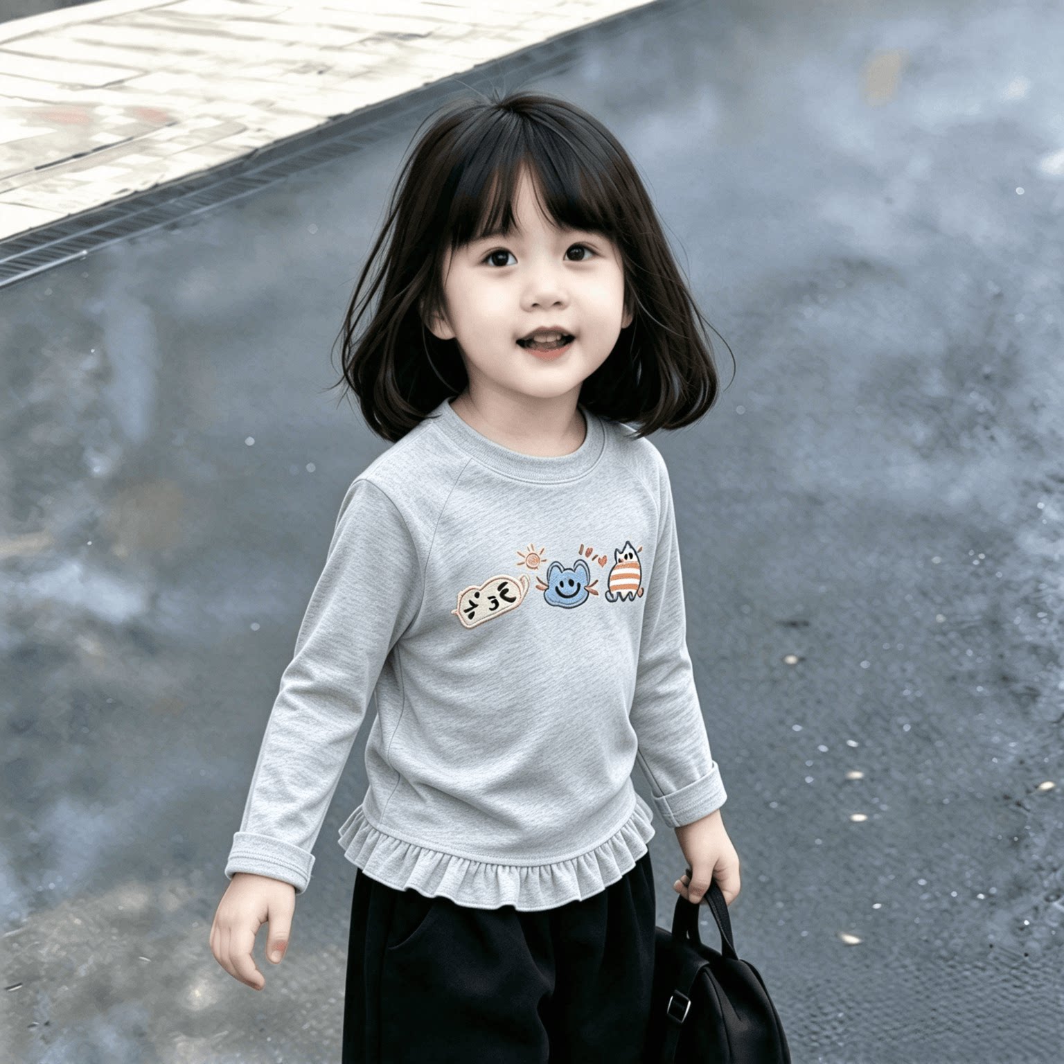 春秋童装婴幼儿长袖T恤荷叶花边新款女宝宝百搭上衣女童娃娃衫T恤