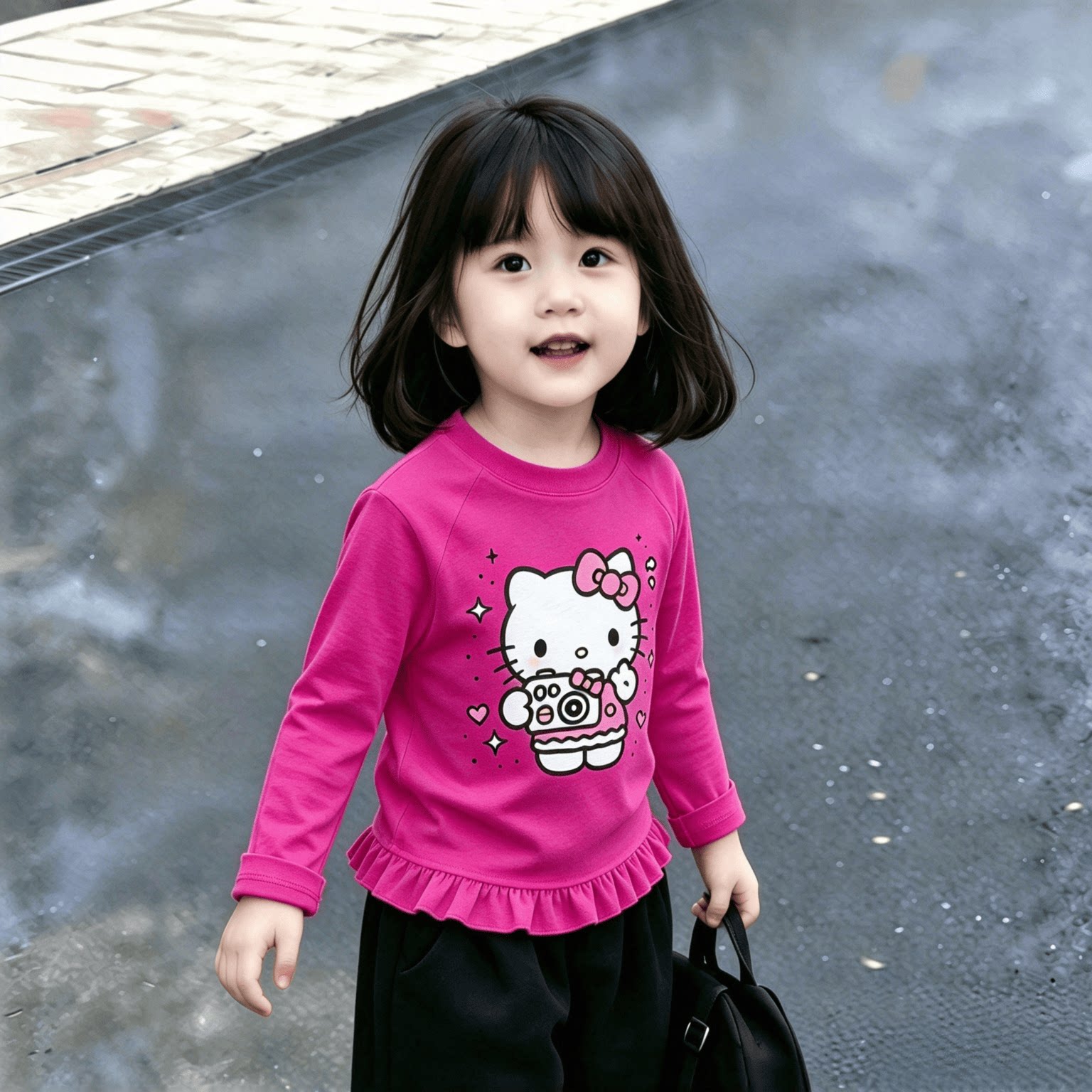 时尚童装婴幼儿长袖T恤春秋季荷叶花边新款女孩子上衣女童娃娃衫t