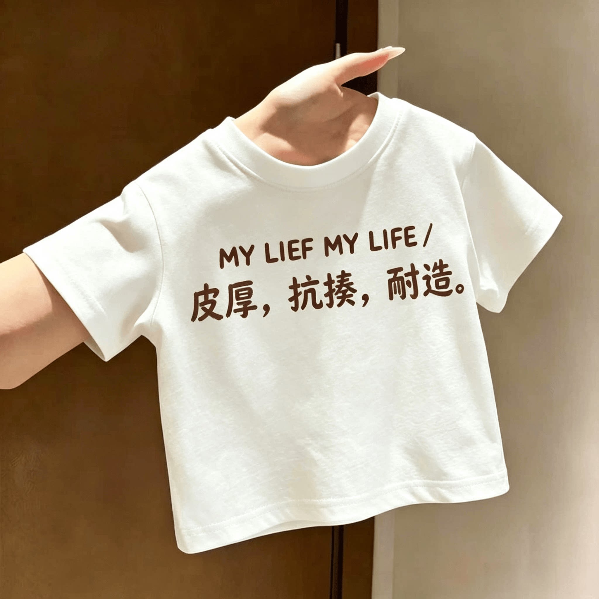 皮厚文字图案~T恤100%纯棉男童短袖夏季新款趣味个性儿童潮牌上衣