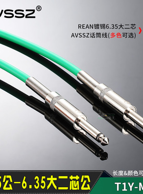 REAN电吉他线6.5对转6.5大二芯单声道公对公6.35音频线