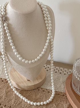 倪妮同款澳白珍珠长项链女