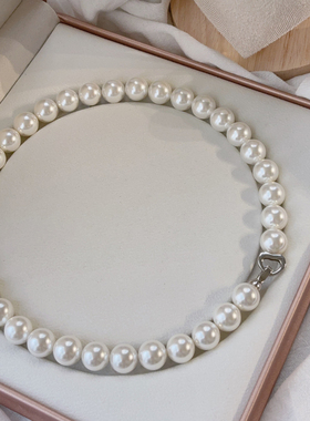 许妍同款925银澳白珍珠项链女
