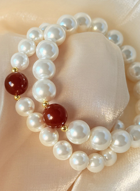 天然7A级冰种红玛瑙澳白手链女