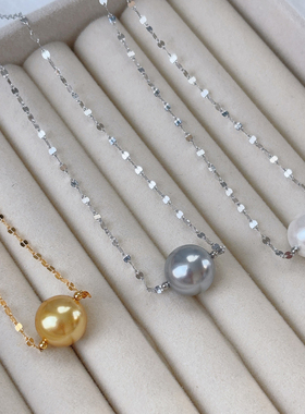 S925银正圆强光路路通珍珠项链女