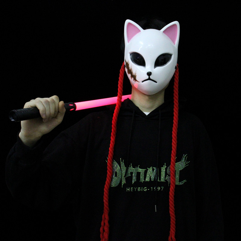 鬼灭之刃动漫周边cosplay锖兔炭治郎万圣节狐狸面具全脸表演道具