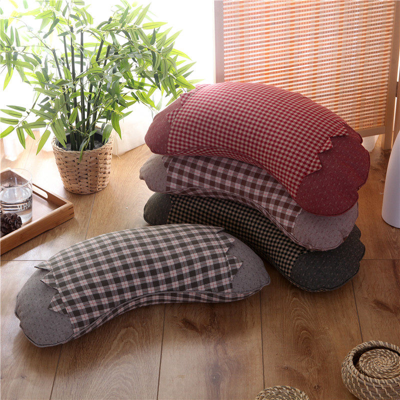 韩版韩式田园格子月牙枕全苦荞麦皮小米壳枕头简约纯棉水洗布枕芯,床上用品,U型枕/便携枕,淘宝优惠券,粉丝福利购,淘宝优惠卷