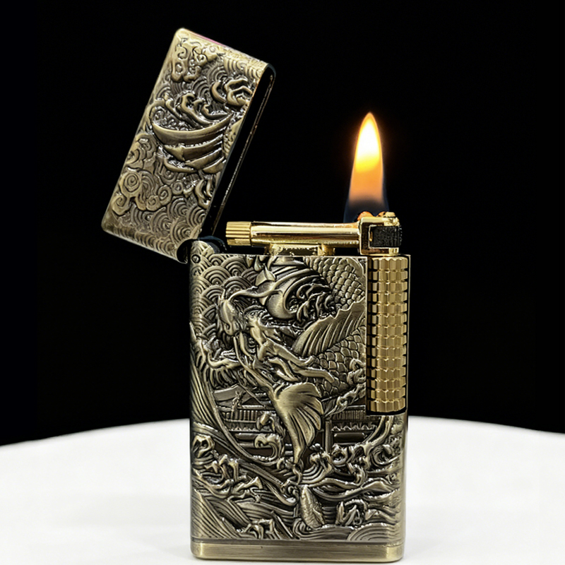 上注油煤油打火机侧滑轮