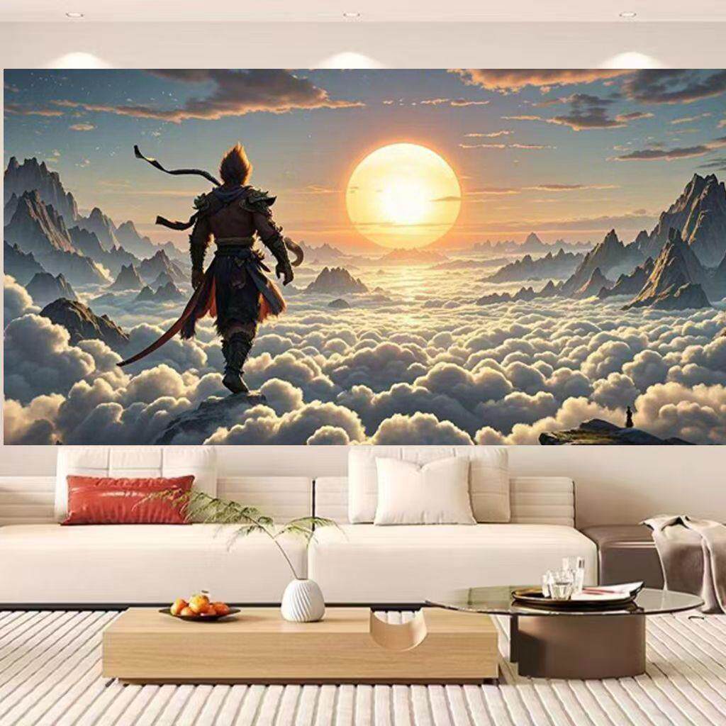 黑神话悟空墙贴纸学生宿舍上下铺自粘定制超大防水门贴卧室电竞房