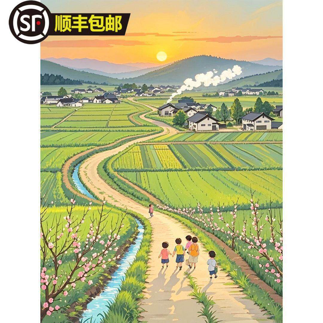 系童年回忆田园风景自粘