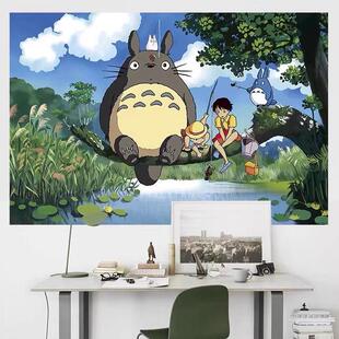宿舍卧室房间自粘贴画墙纸 千与千寻 宫崎骏动漫海报纸墙贴 龙猫