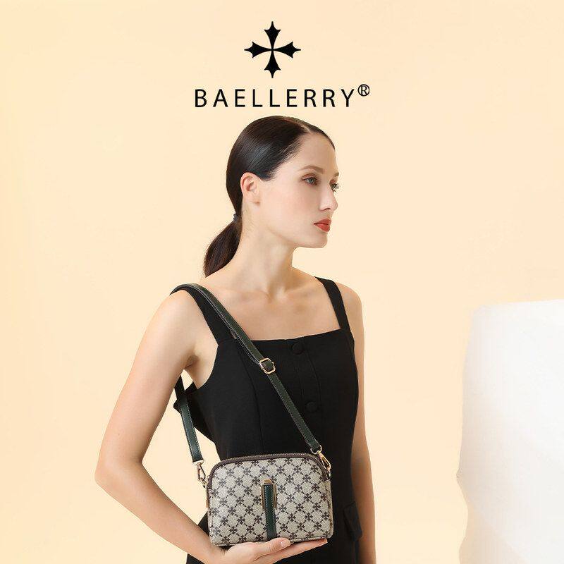 Baellerry新款女士包袋欧美风范十字纹双拉链女包时尚斜挎单肩包