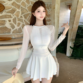 连体白色纯欲高颜值温泉度假泳装 仙女范泳衣女高级感2025新款 裙式