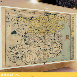 两晋南北朝州郡图墙布壁画东晋西晋16国晋代地图墙纸