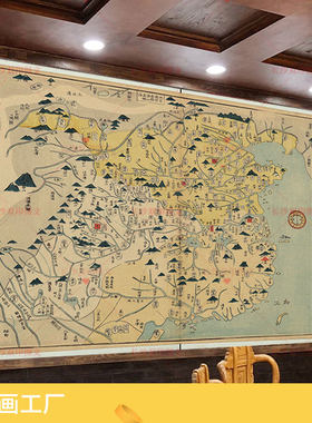 三国地图墙纸三国鼎峙魏蜀吴壁画