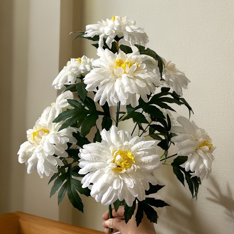 仿真9头菊花祭祀扫墓清明上坟陵追悼/奠仪用花