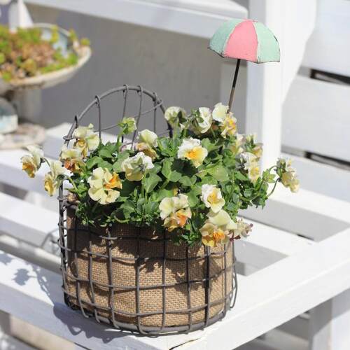 花园庭院日系亚麻布防水花篮