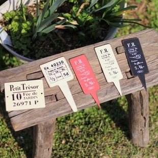 日系Zakka杂货铁艺做旧花盆装饰小插件标签吊牌插牌花插随单包邮