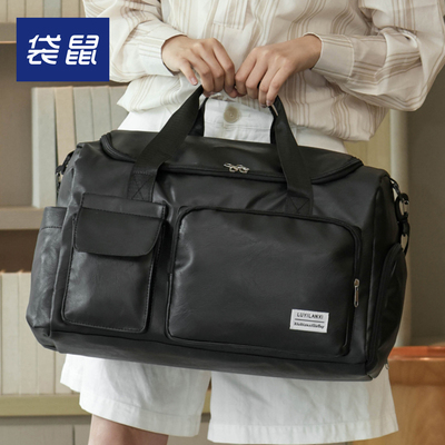 袋鼠旅行包女士行李包大容量可挂行李箱黑色男款防水收纳包行李袋