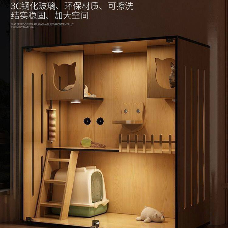 多层全景猫别墅超大空间木质猫笼保暖透气环保豪华一体猫屋猫咪窝