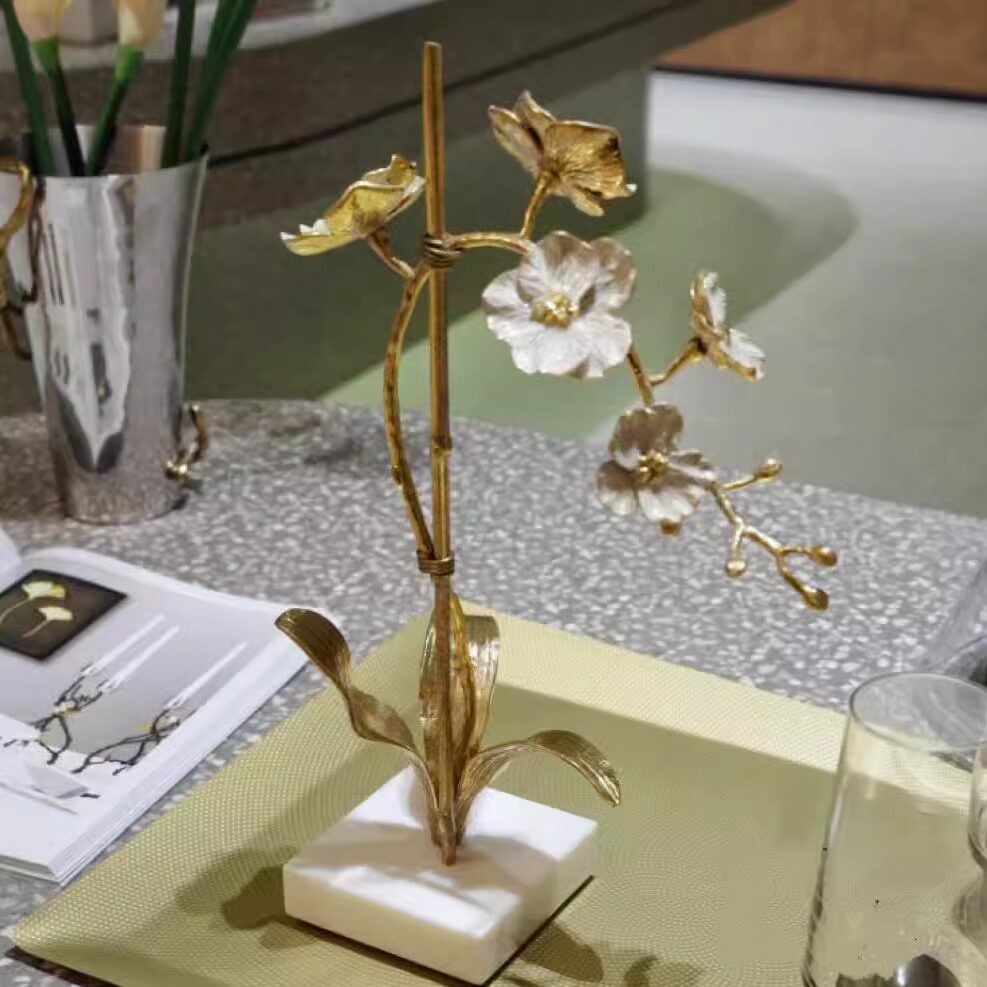 Michael Aram/Orchid白金兰花雕塑摆件手工黄铜家居装饰乔迁礼品