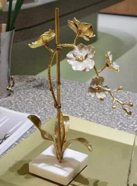 Michael Aram/Orchid白金兰花雕塑摆件手工黄铜家居装饰乔迁礼品