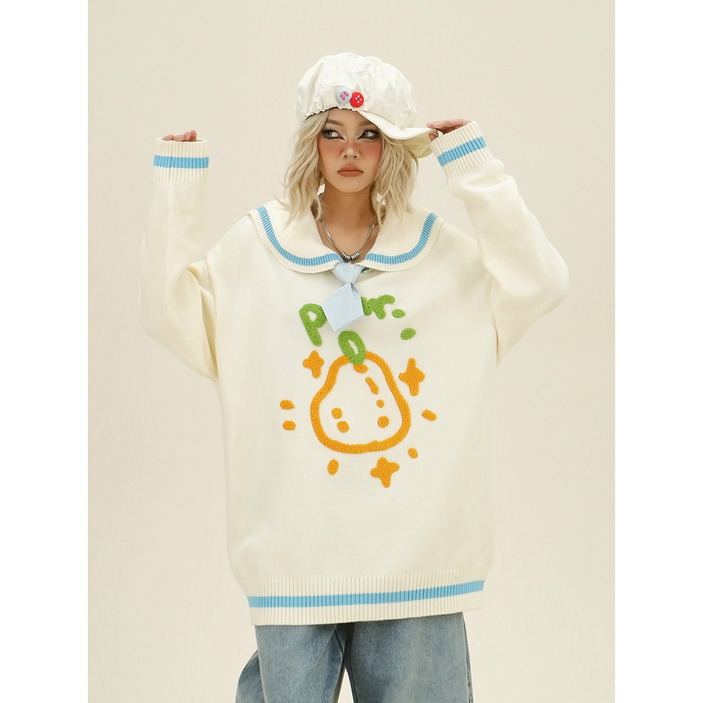 怕麻烦美式复古POLO领毛衣