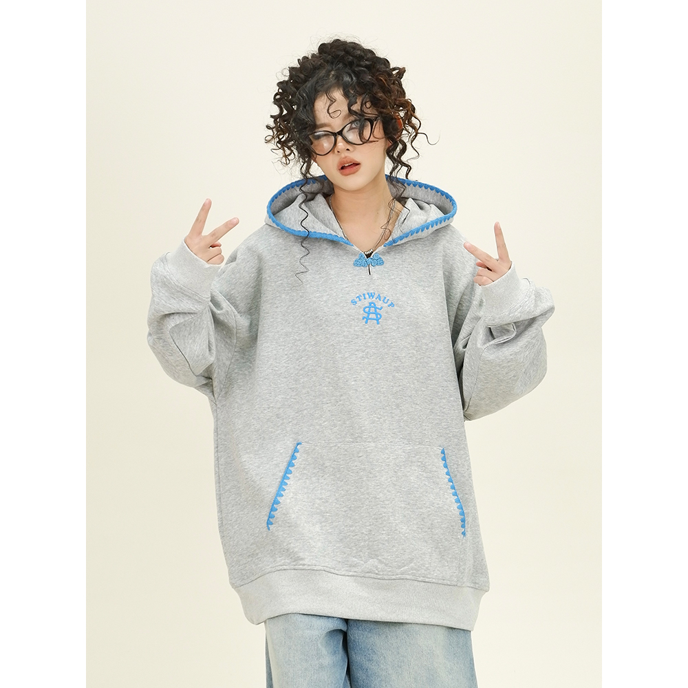 怕麻烦休闲百搭花边连帽卫衣