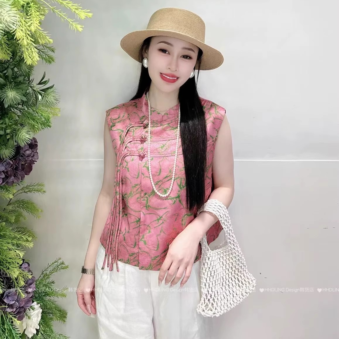 新中式国风上衣女2025夏季新款时尚圆领无袖马甲潮流国风背心上衣