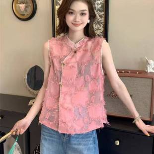 新款 時(shí)尚 寬松馬甲女2025夏季 洋氣顯瘦立領(lǐng)無(wú)袖 韓版 背心上衣潮