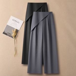 女春季 2026新款 职业风高腰修身 时尚 拖地裤 裤 直筒裤 设计感阔腿西装