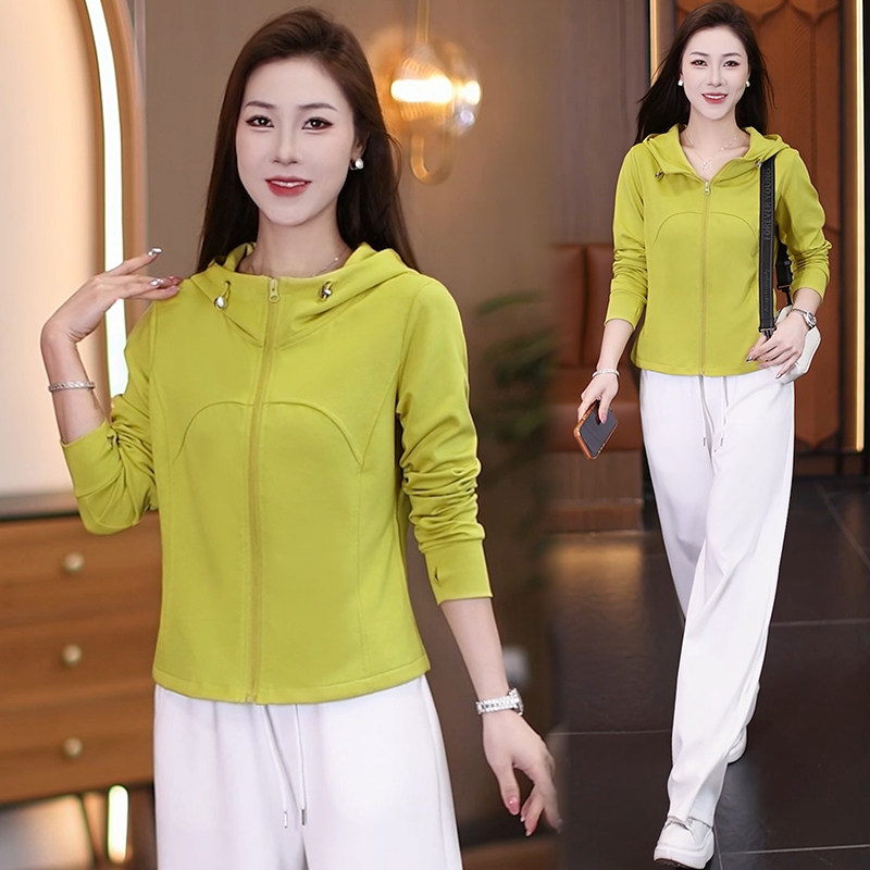 休闲运动连帽卫衣套装女2026春季新款洋气显瘦开衫拉链卫衣休闲裤