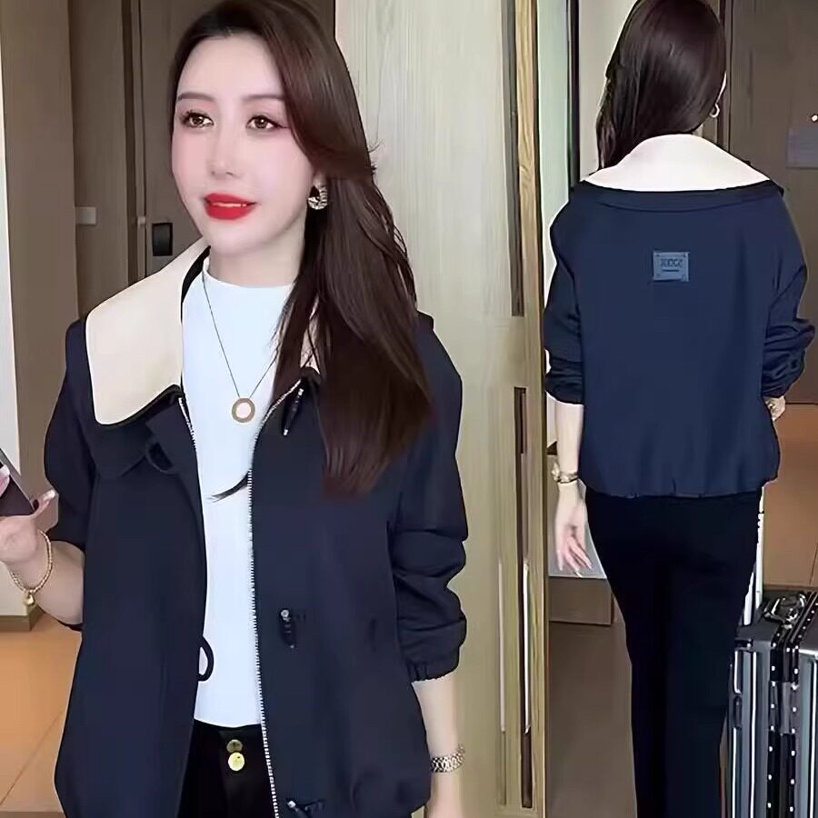 时尚休闲韩版短款翻领夹克外套女