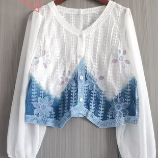 云南大理民族风手工扎染宽松小外披上衣雪纺袖女外套时尚扎染外