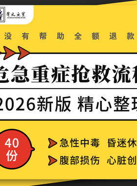 急性中毒高血压危象高血糖急症腹部损伤心脏创伤危机重症急救流程
