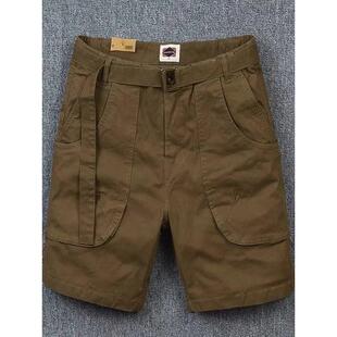 修身 休闲工装 美式 新款 弹力34分裤 潮流男夏季 复古短裤 三四分裤