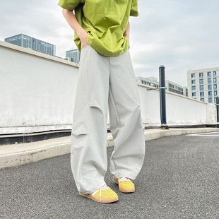 褶皺解構(gòu)工裝 褲 速干彎刀傘兵褲 寬松休閑闊腿運(yùn)動(dòng)褲 子 女男夏季 美式