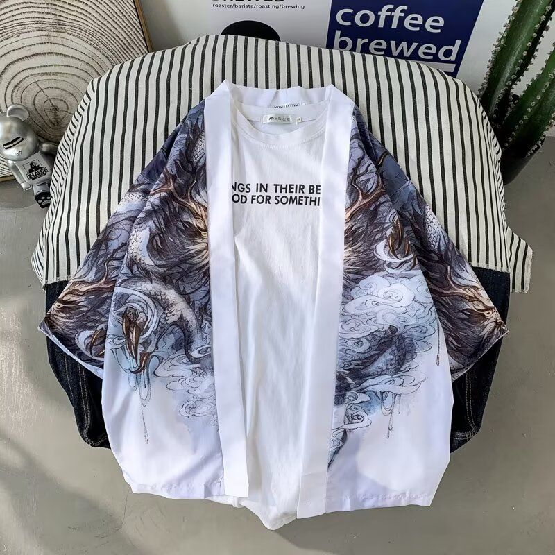 道袍七分袖中国风宽松衬衫和服上衣服开衫男女新中式外套夏季潮流