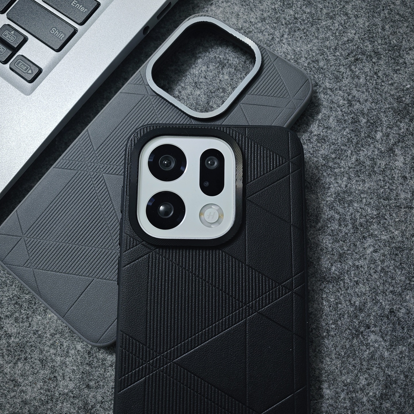 适用oppofindx9手机壳l菱格皮纹