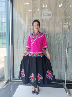 左脚舞八面裙中长款绣花八片裙少数民族打歌多用广场舞打跳半身裙