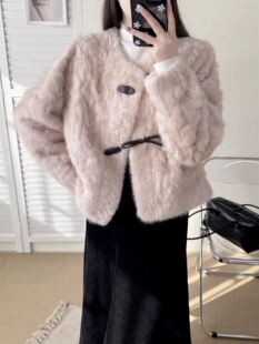 2026新款 小个子环保皮草毛毛外套 皮毛一体外套女短款