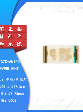 原装正品0603贴片LED灯 黄绿色 19-217/G7C-AN1P2/6T（10只）