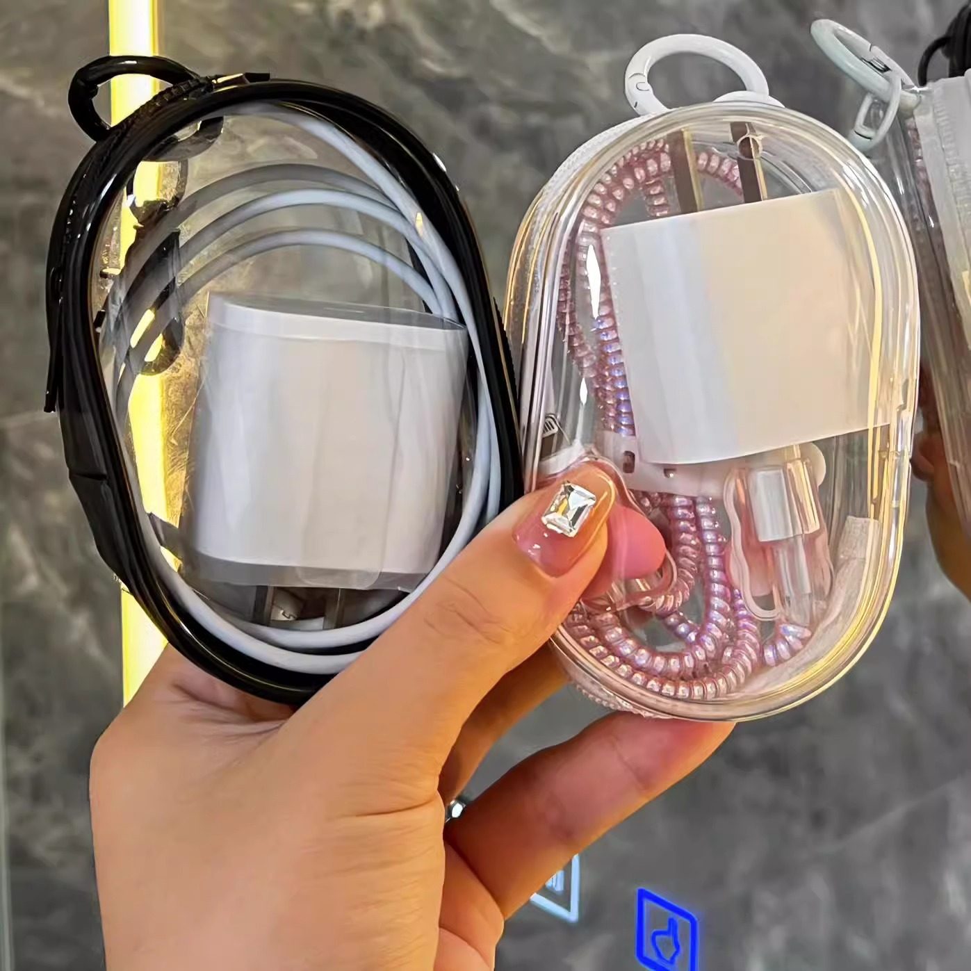 透明旅行数据线收纳包万能收纳盒外出充电器便携包理线保护套神器