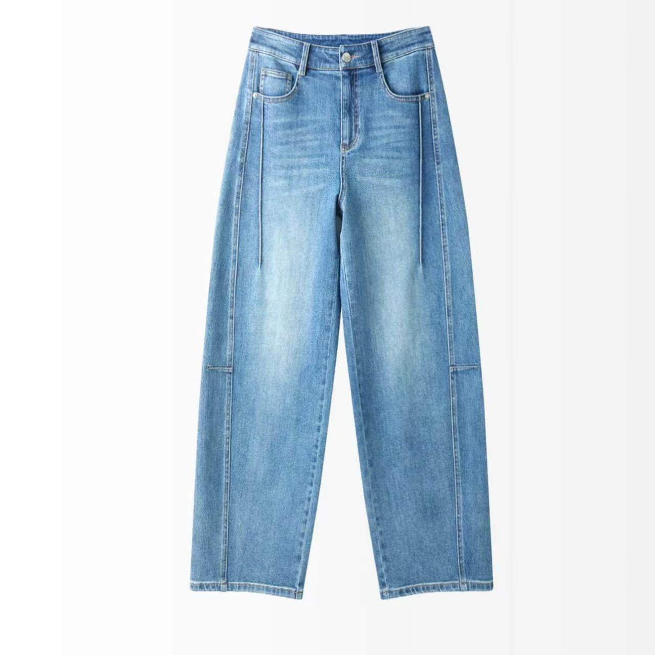 弯刀牛仔裤女2026春季复古莱赛尔棉高腰显瘦梨型身材百搭直筒裤长