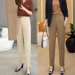 烟管裤女2026秋冬加绒高腰弹力大码九分裤显瘦中年妈妈直筒法棍裤