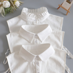 小雪之屋秋冬纯棉尖领假领子女百搭内搭配毛衣高级感白衬衫 领假领